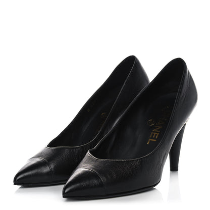 Chanel Lambskin Cap Toe Pearl Pumps 35 Black 3 of 11