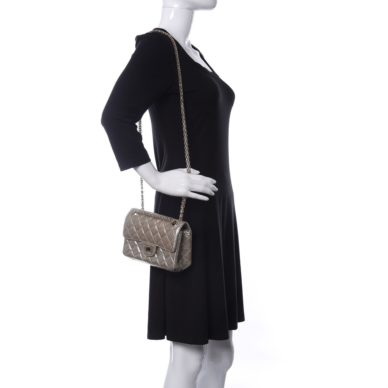 Chanel Metallic Aged Calfskin Quilted 2.55 Reissue Mini Flap Light Gold 2 of 12