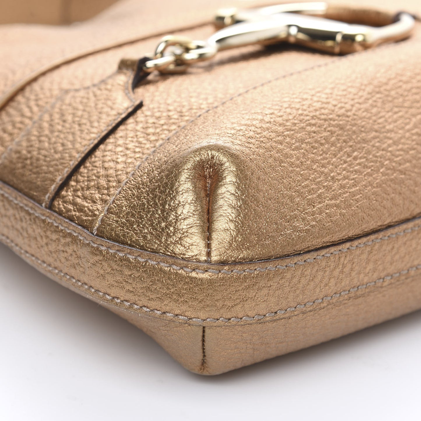 Metallic Pebbled Calfskin Hasler Hobo Gold