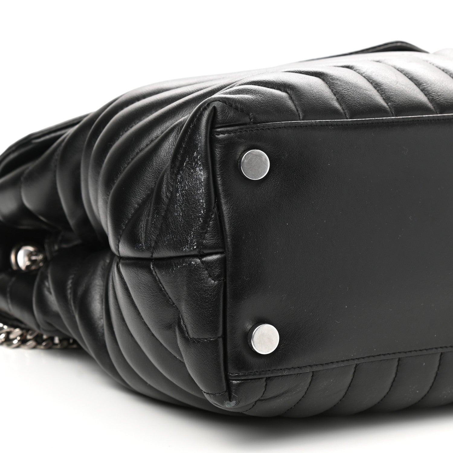 Saint Laurent Calfskin Y Quilted Monogram Large Loulou Chain Satchel Black 9 of 13