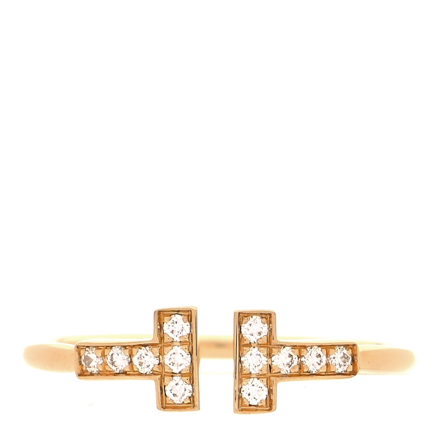 Tiffany 18K Yellow Gold Diamond T Wire Ring 61 9.5 1 of 5