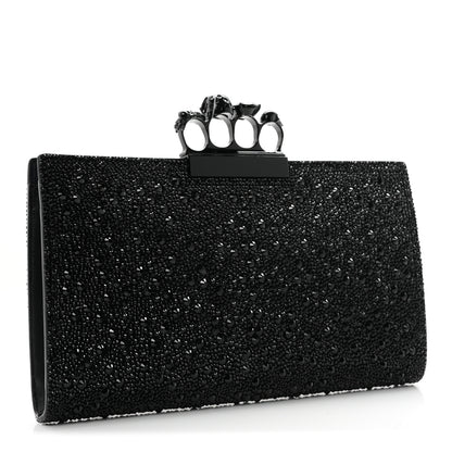 Alexander McQueen Crystal Jeweled Knuckle Flat Clutch Black 3 of 6