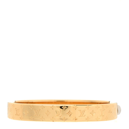 Louis Vuitton Brass Crystal Monogram Nanogram Strass Cuff S Gold 3 of 7