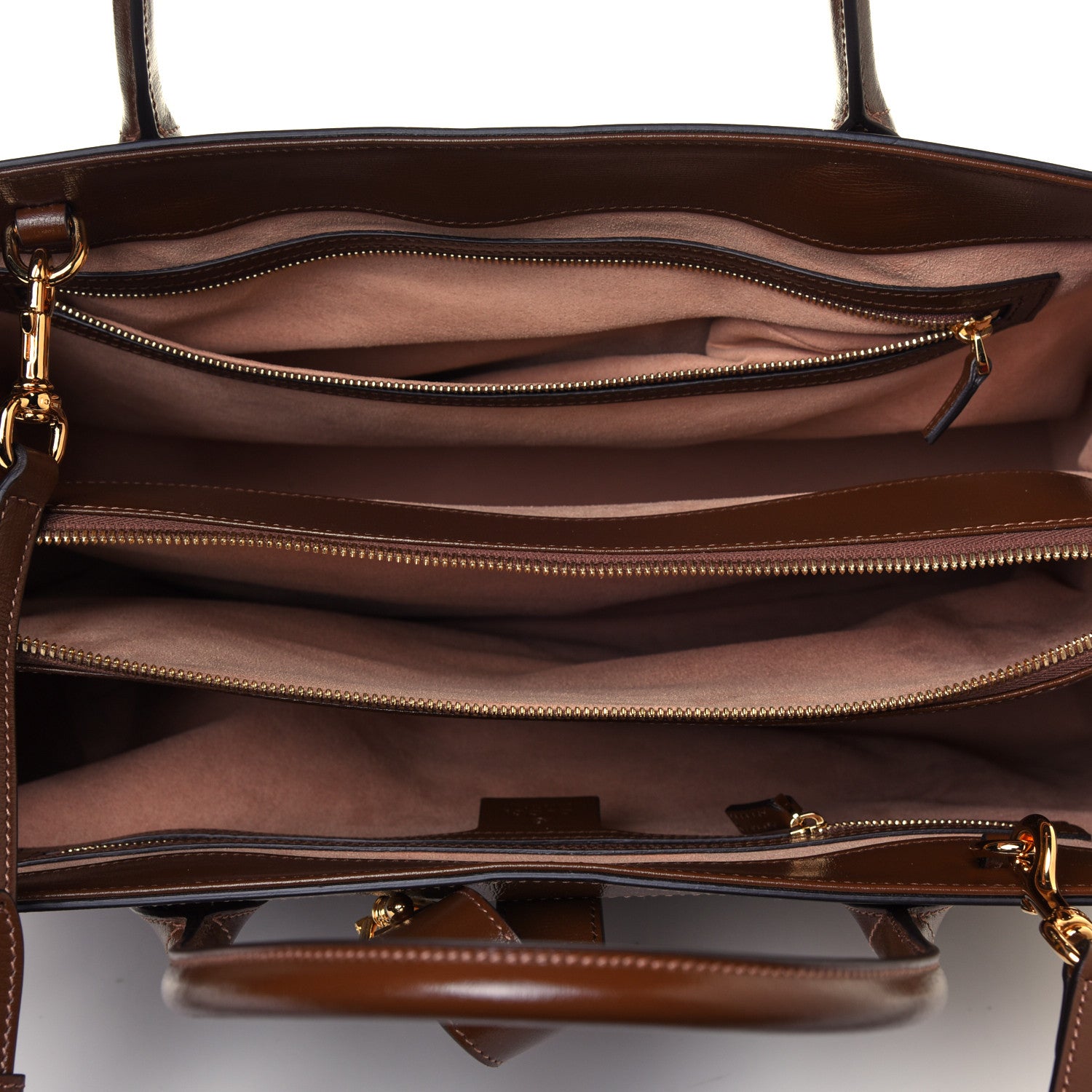 Gucci GG Supreme Monogram Azalea Calfskin Web Large Jackie 1961 Tote Beige Ebony Brown Sugar 8 of 9
