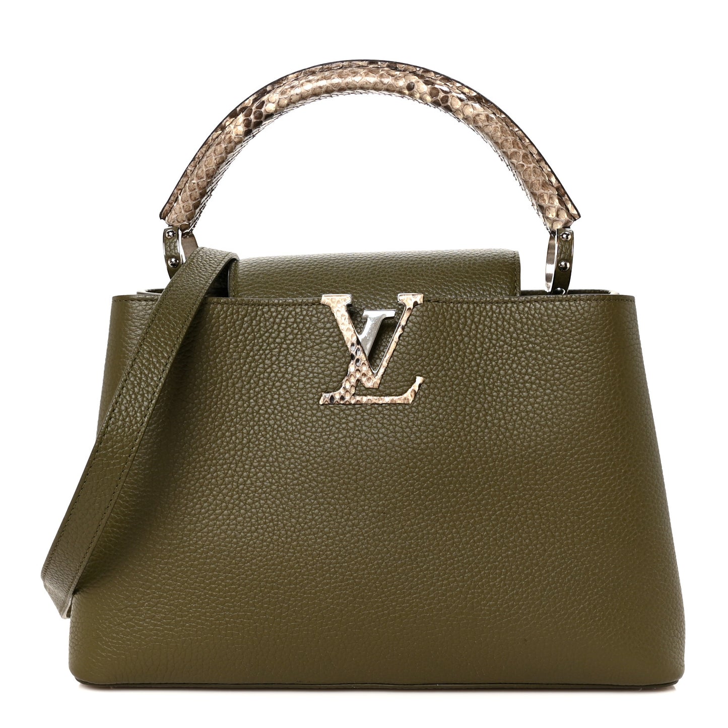 Taurillon Snakeskin Capucines BB Emerald