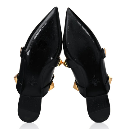 Valentino Garavani Calfskin Roman Stud Flat Mules 38 Black 5 of 6