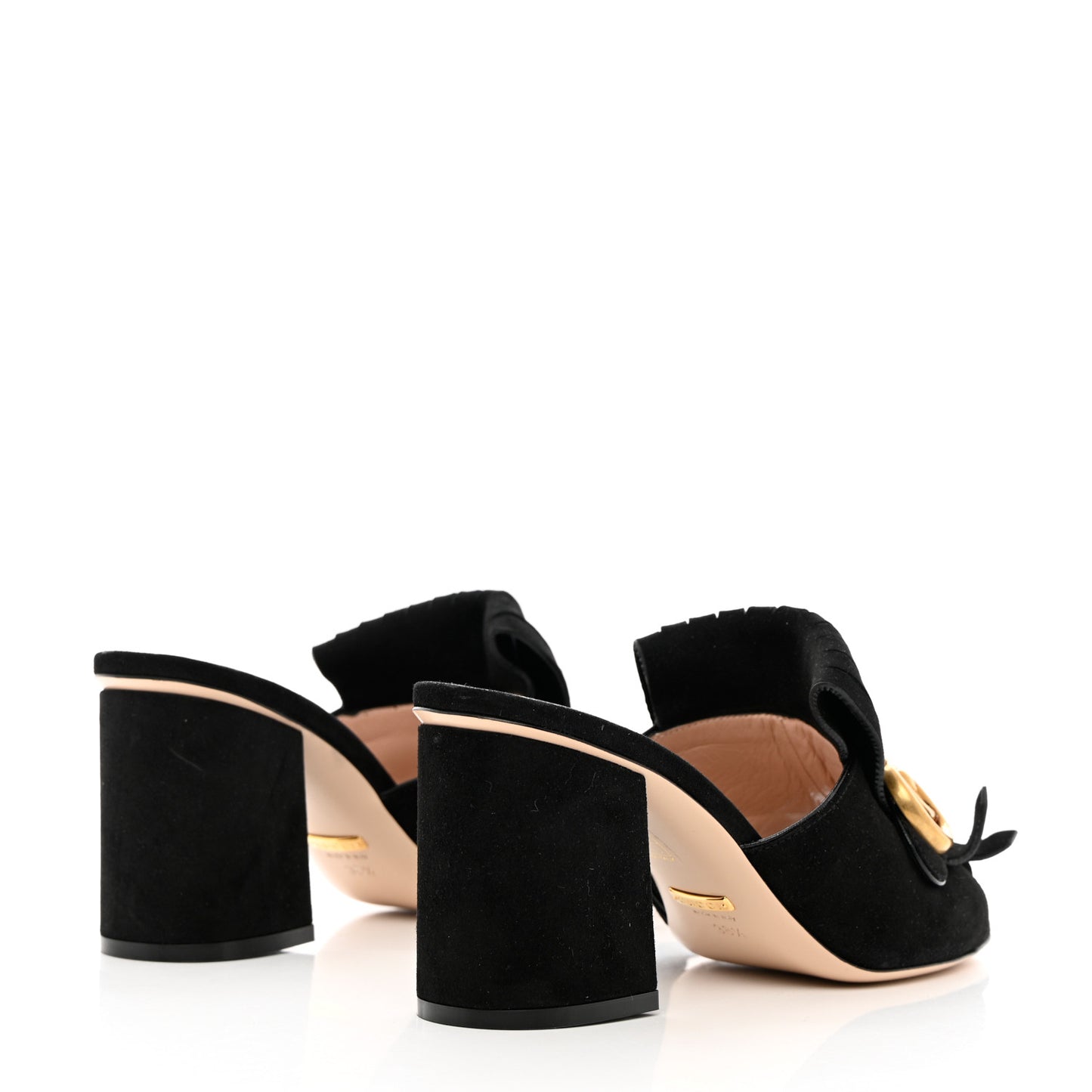 Kid Scamosciato GG Marmont Fringe 75mm Slide Sandals 38.5 Black