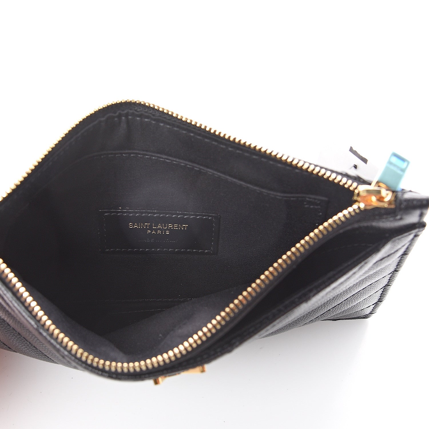 Saint Laurent Grain De Poudre Chevron Monogram Bill Pouch Black 4 of 5