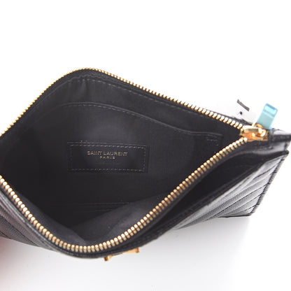 Saint Laurent Grain De Poudre Chevron Monogram Bill Pouch Black 4 of 5