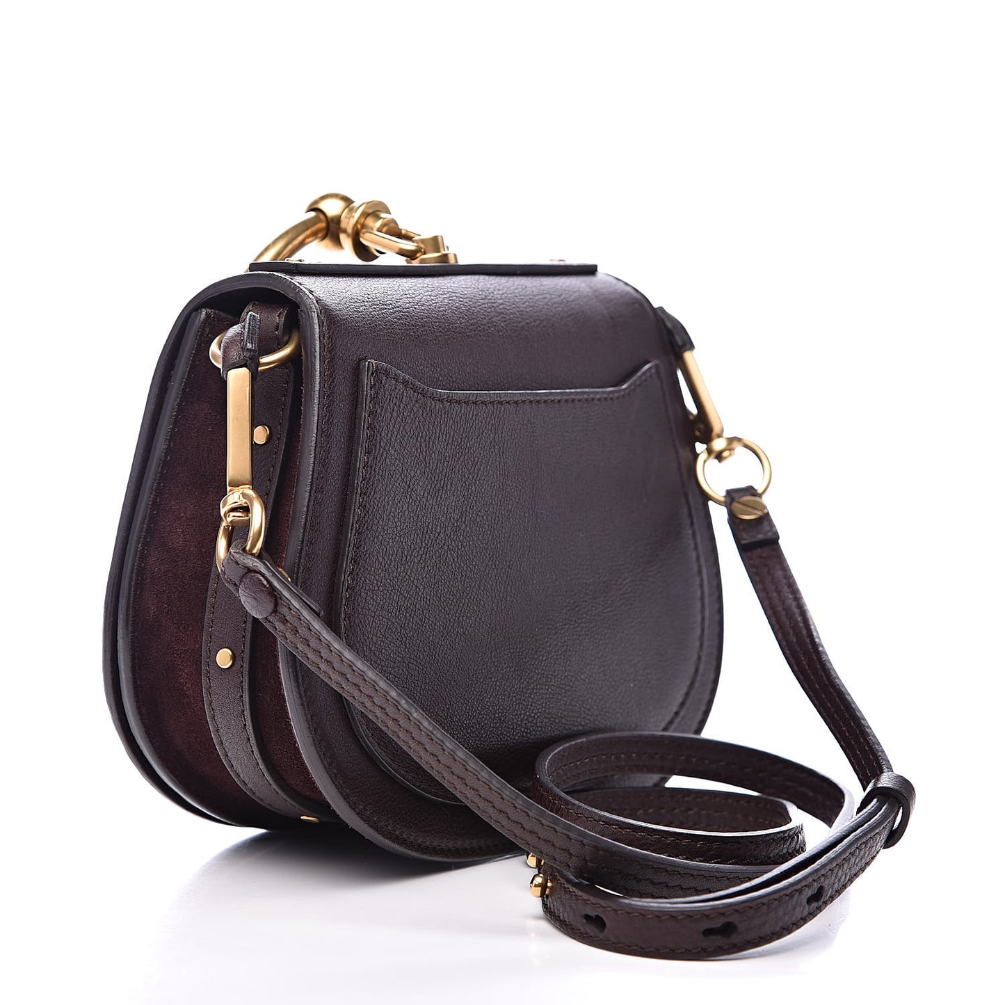Calfskin Suede Small Nile Bracelet Bag Carbon Brown