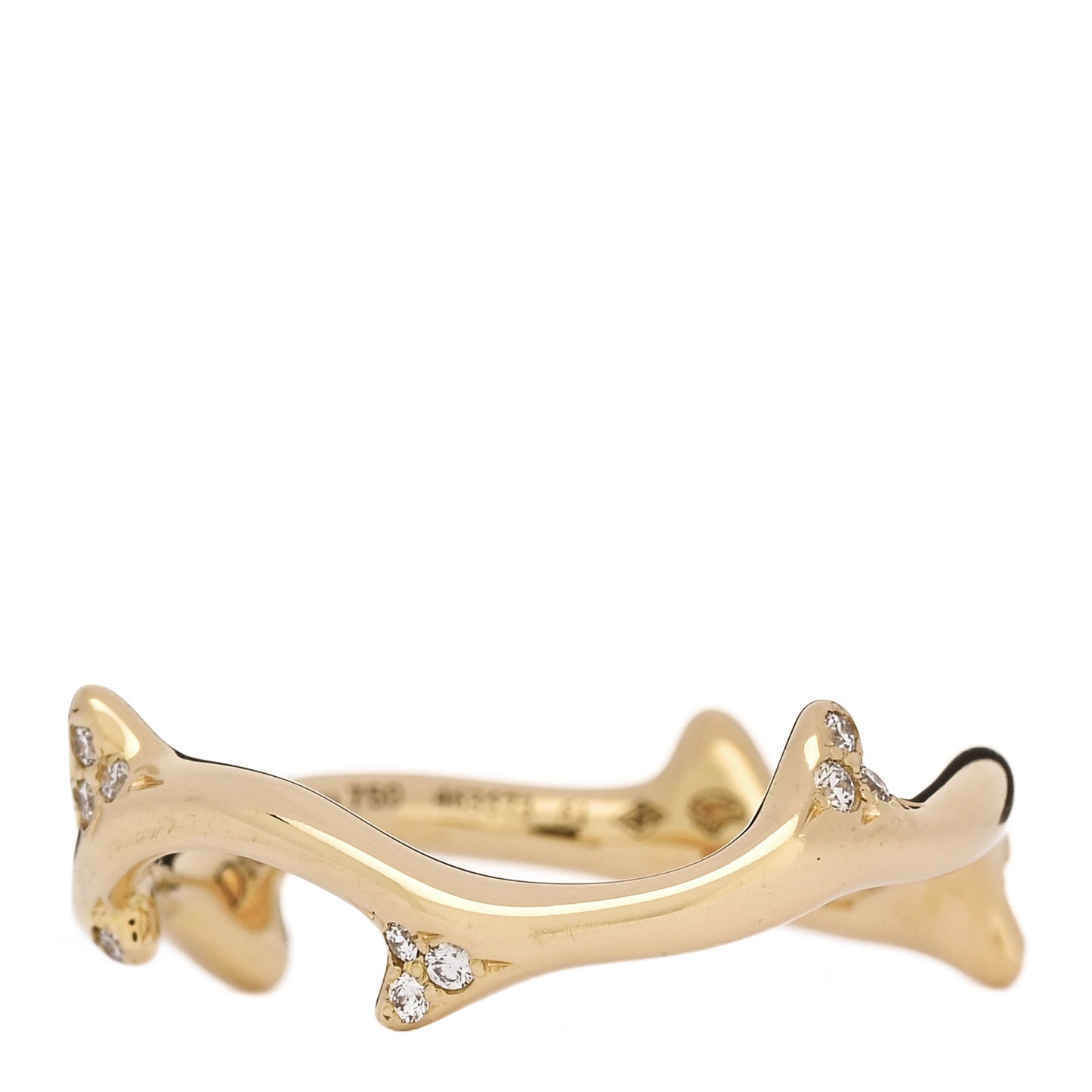18K Yellow Gold Diamond Bois de Rose Ring 51 5.75