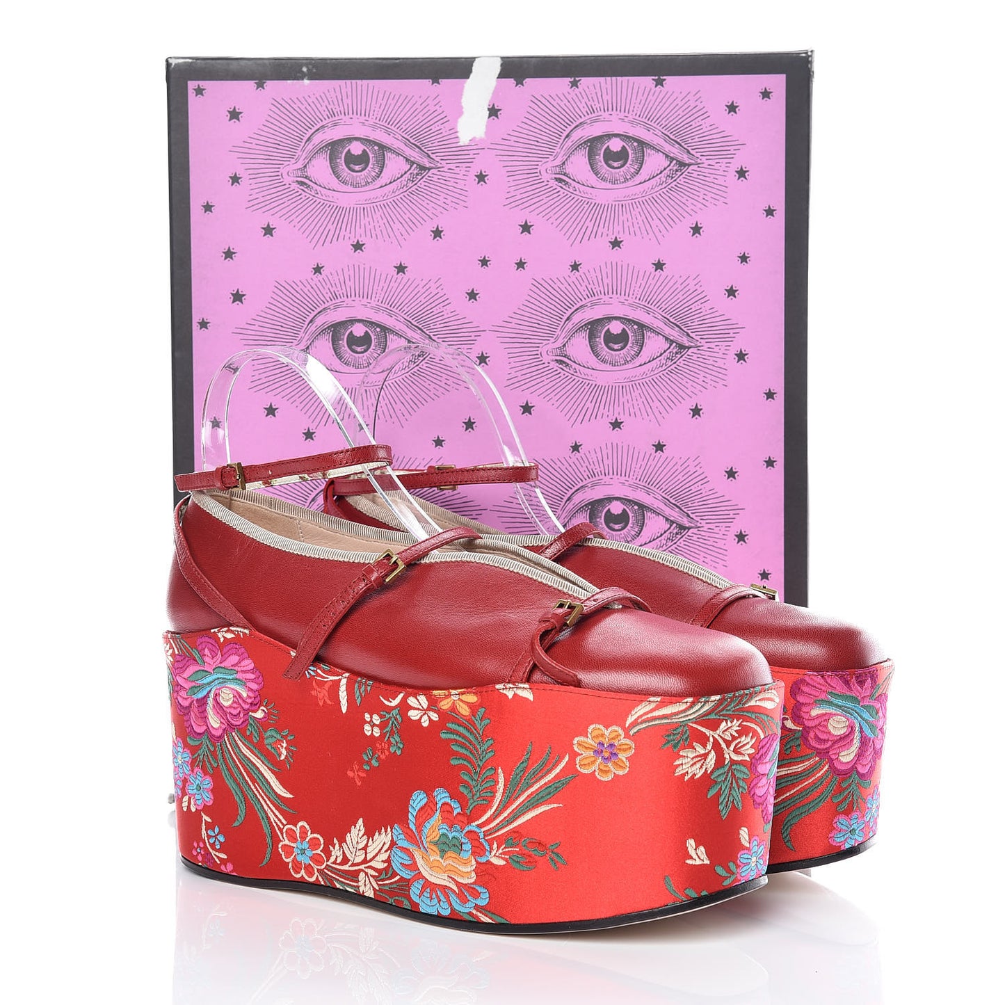 Malaga Kid Silk Hannelore Detachable Platform Slide 40.5 Hibiscus Red