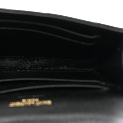 Saint Laurent Grain De Poudre Matelasse Chevron Small Monogram Envelope Wallet Black 5 of 7