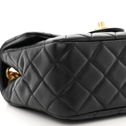 Chanel Lambskin Resin Quilted Mini Pearl Samba Square Flap Black 9 of 11
