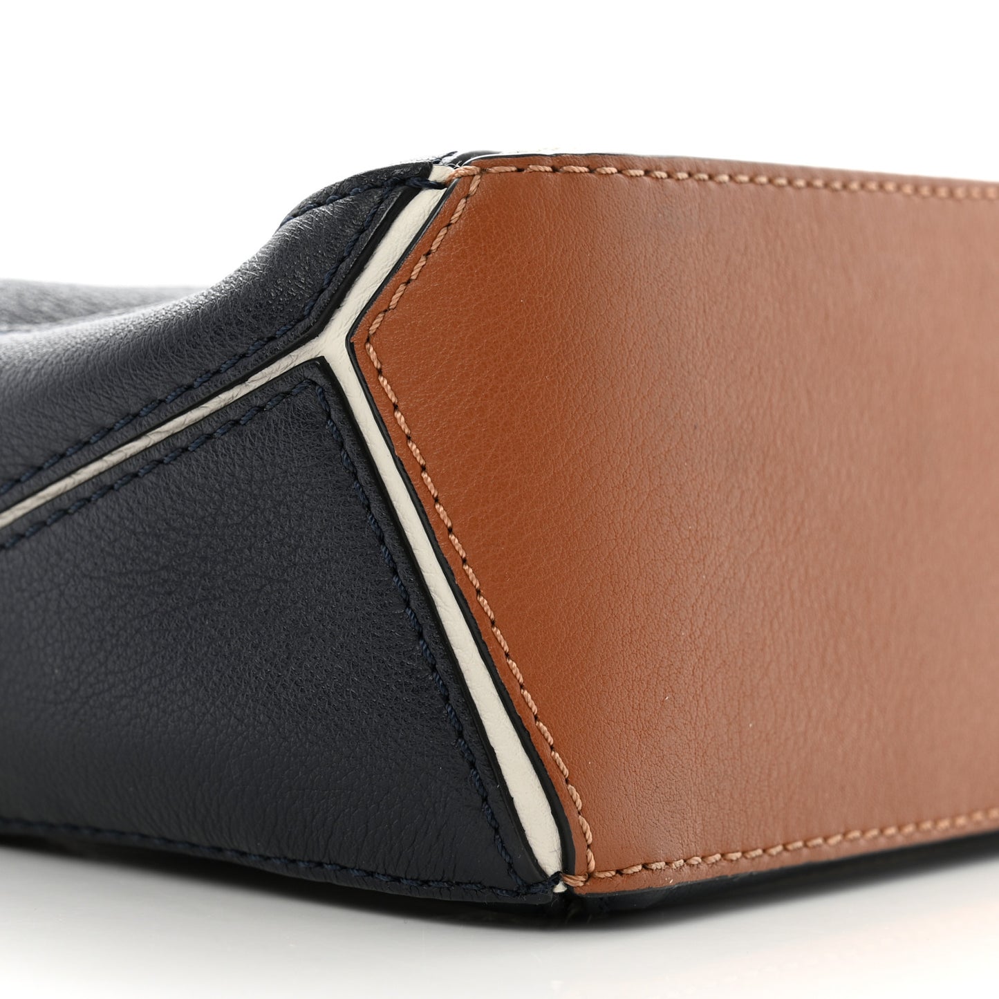 Calfskin Mini Puzzle Bag Deep Blue Soft White
