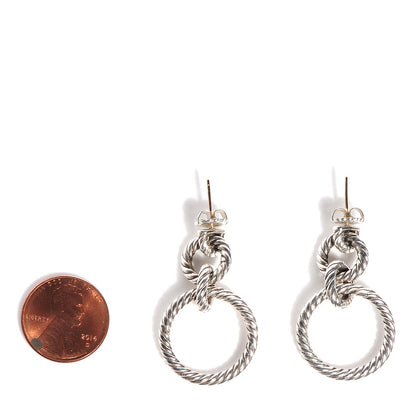 David Yurman Sterling Silver Diamond 36mm Cable Classics Doorknocker Earrings 2 of 3