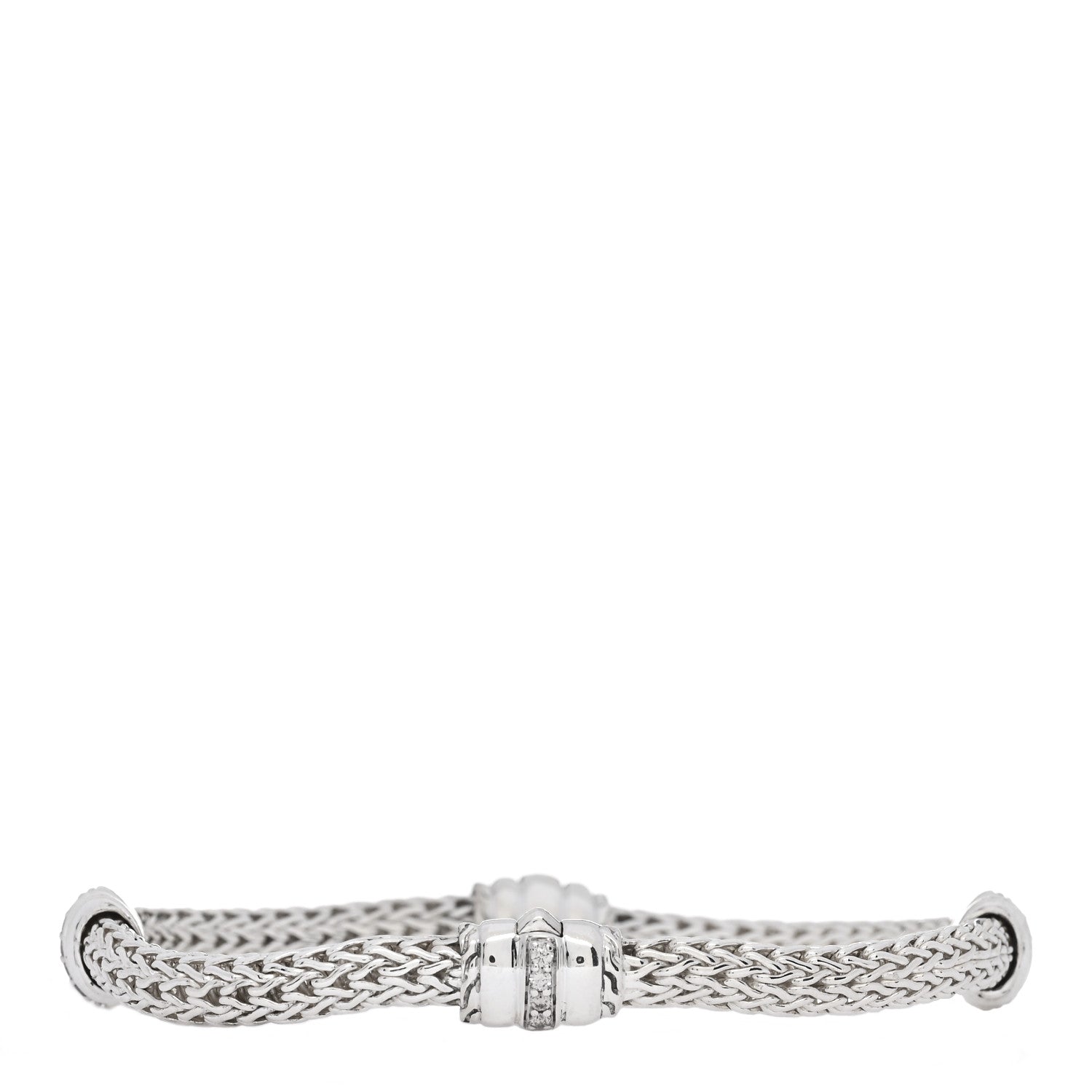 John Hardy Sterling Silver Diamond Bedeg Barrel Station Bracelet 2 of 3