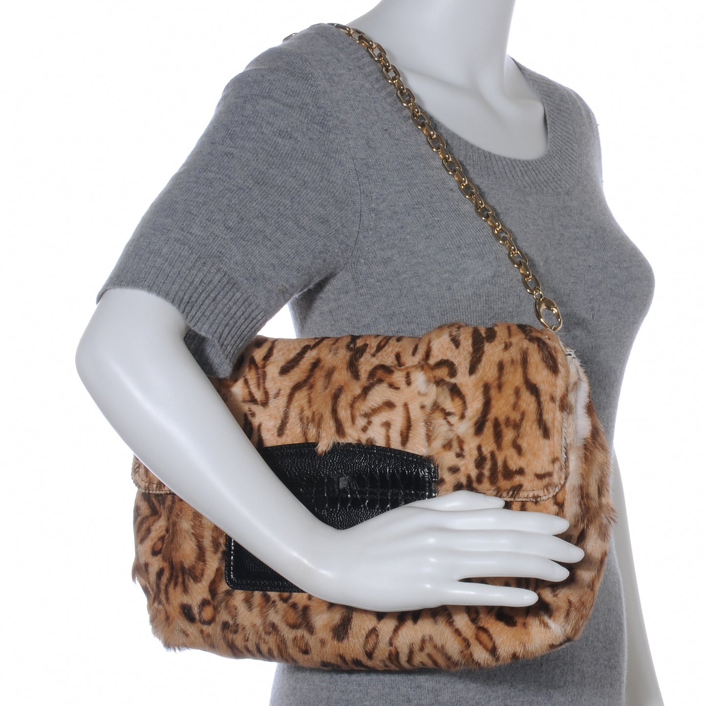 Pony Fur Wildcat Print Carolina Clutch Bag