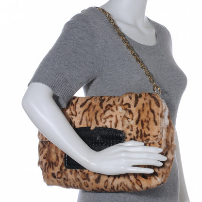 Jimmy Choo Pony Fur Wildcat Print Carolina Clutch Bag 2 of 7