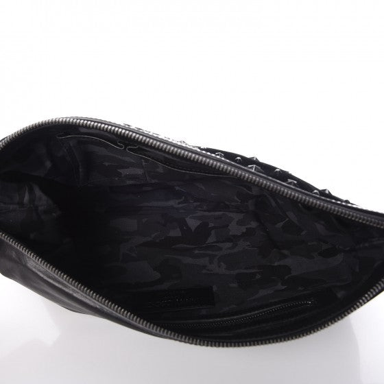 Lambskin Velvet Star Studded Clutch Wristlet Bag Black