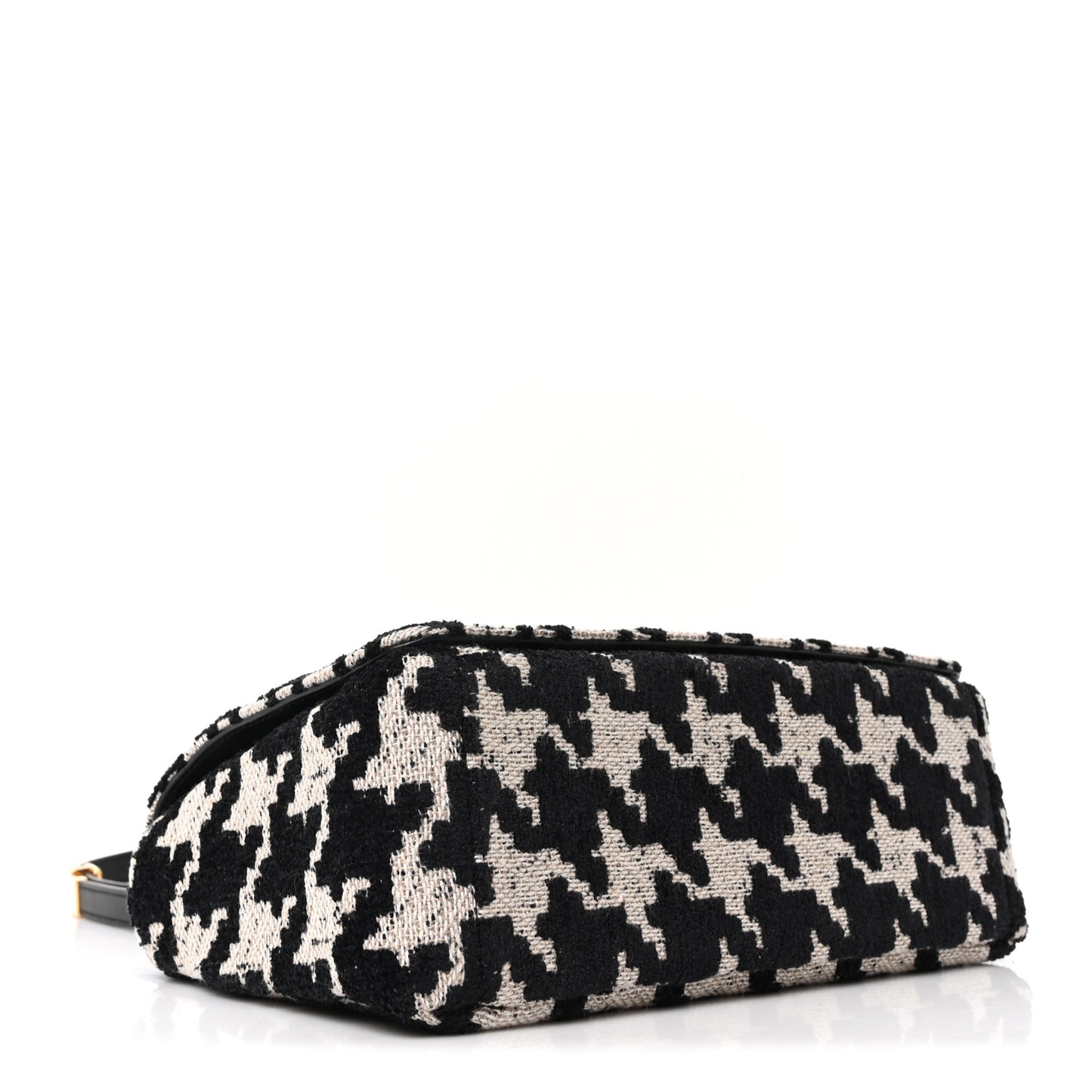 Technical Canvas Macro Houndstooth Medium Caro Bag Black White