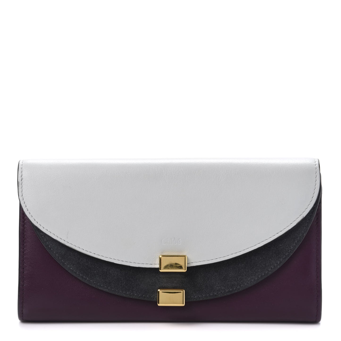 Calfskin Suede Georgia Flap Wallet Airy Grey