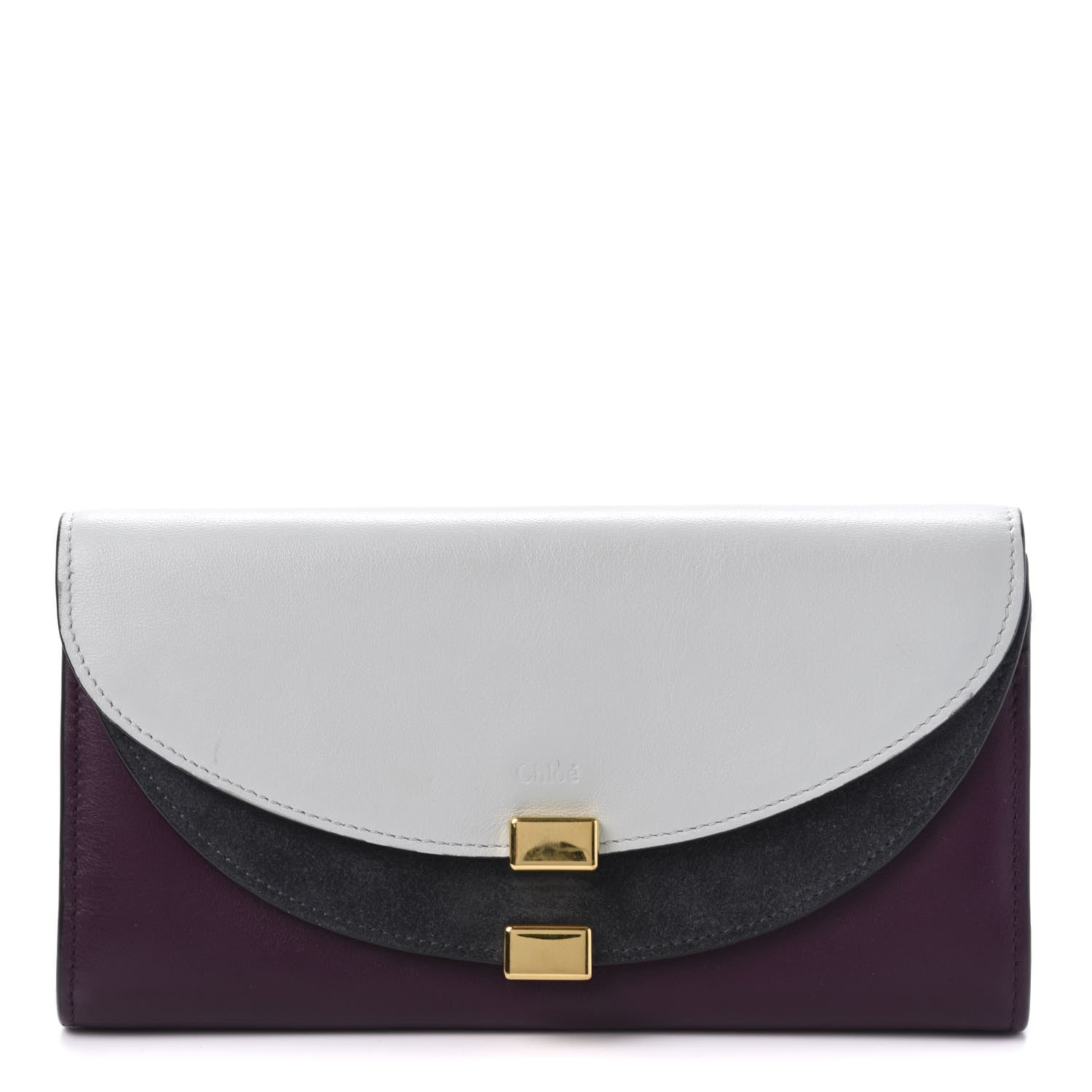 Chloe Calfskin Suede Georgia Flap Wallet Airy Grey 1 of 10