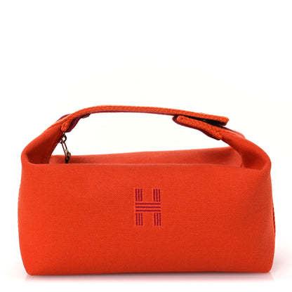 Hermes Canvas Small Bride-A-Brac Pouch Orange Burgundy 1 of 9