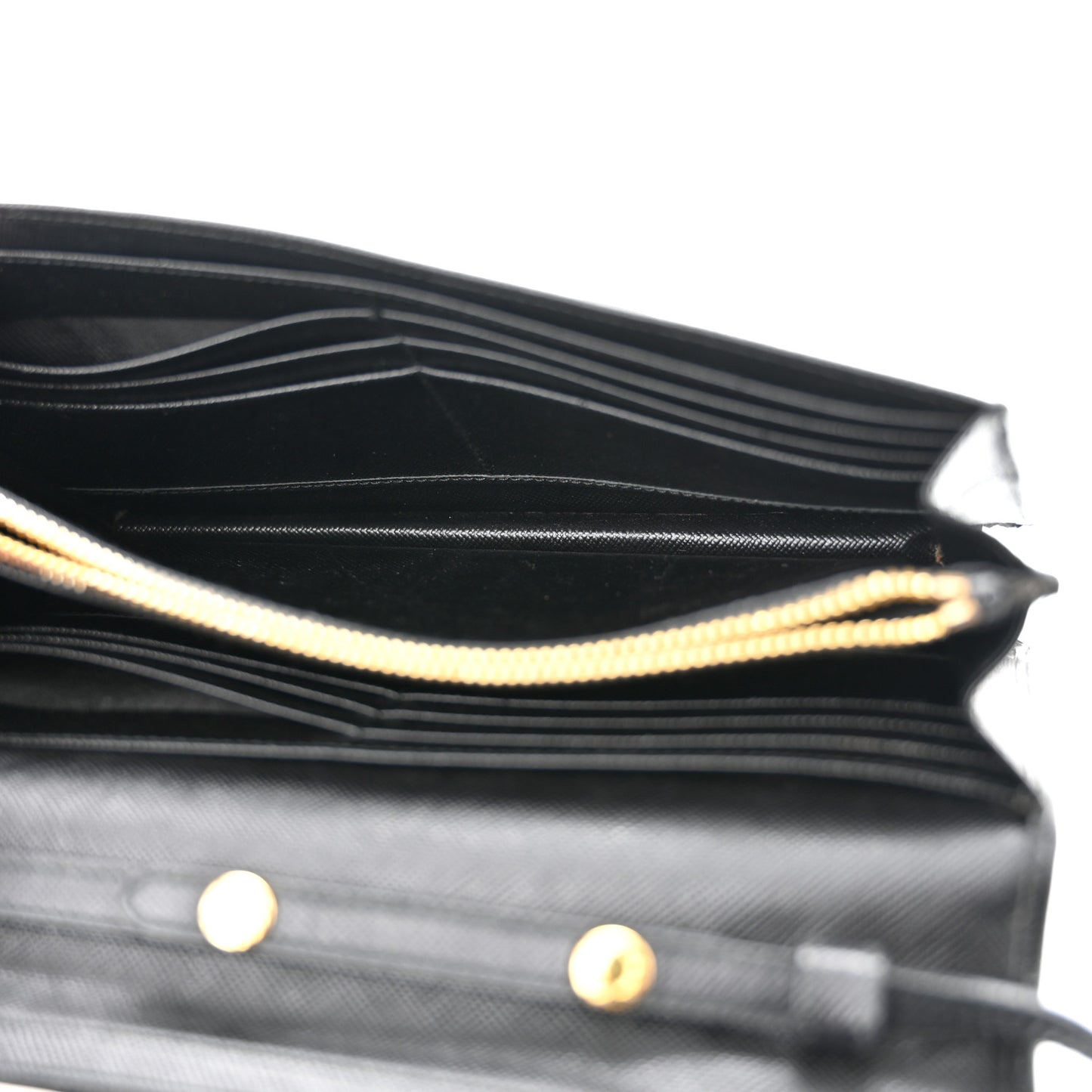 Saffiano Metal Flap Wallet With Strap Black