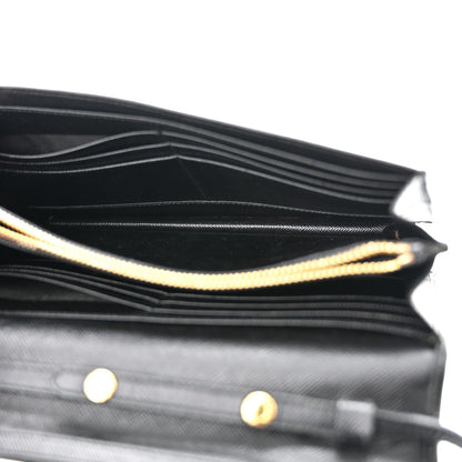 Prada Saffiano Metal Flap Wallet With Strap Black 5 of 12