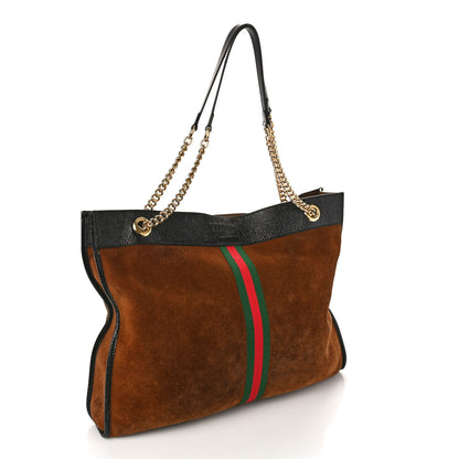 Gucci Suede Patent Large Rajah Chain Tote Nocciola Black 4 of 12