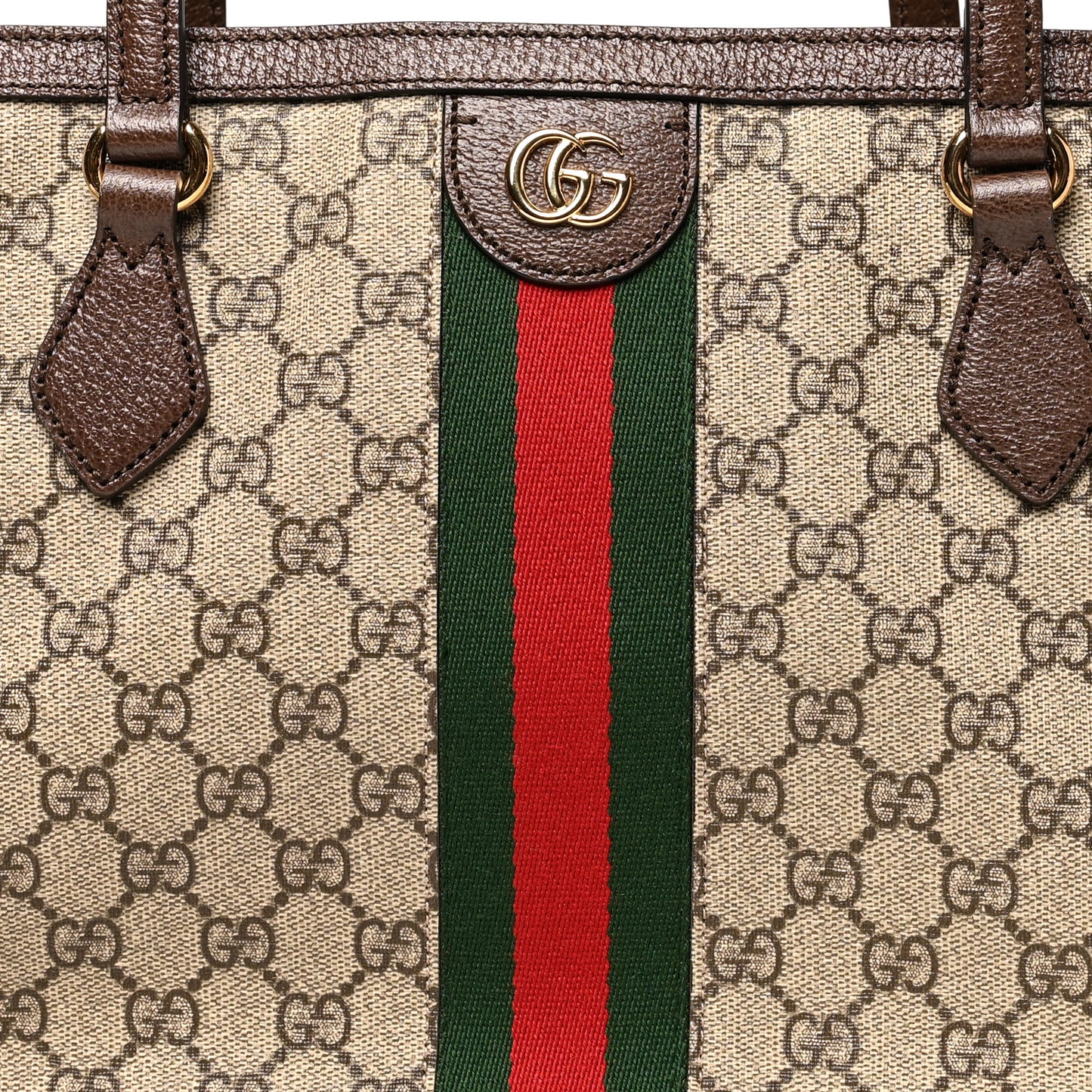GG Supreme Monogram Medium Ophidia Shopping Tote Brown