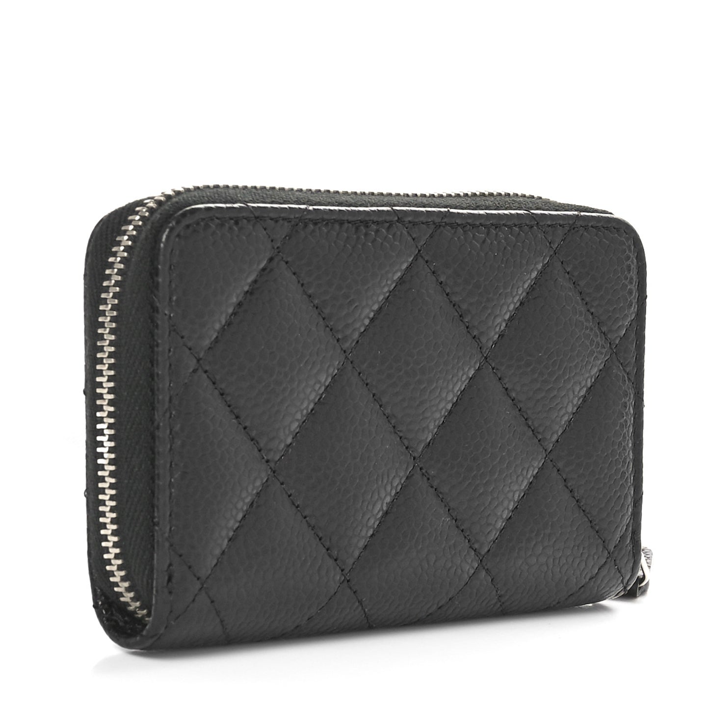 Caviar Quilted Zip Coin Purse Black