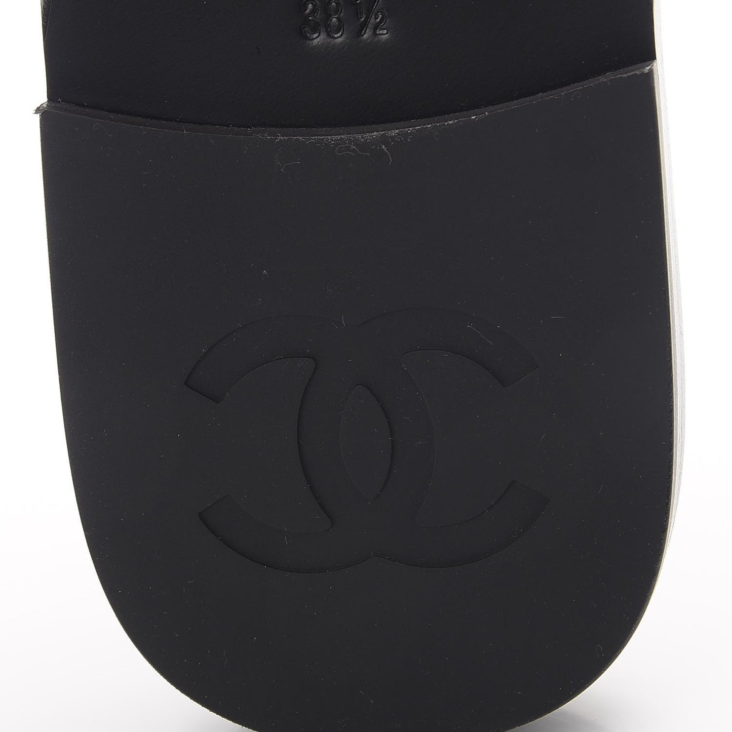 Patent Calfskin CC Slip On Mules 38.5 Black