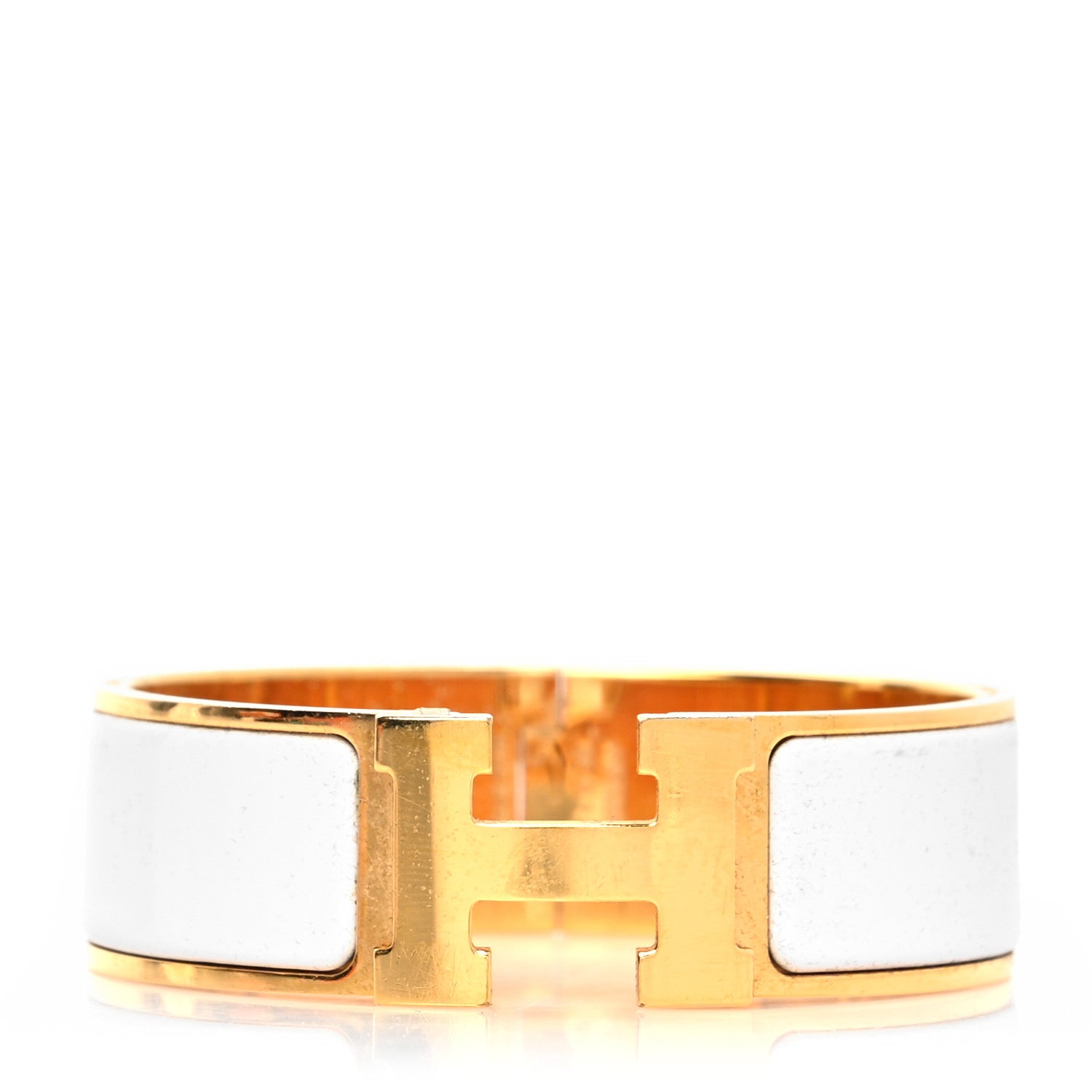 Hermes Enamel Wide Clic Clac H Bracelet GM White 1 of 5