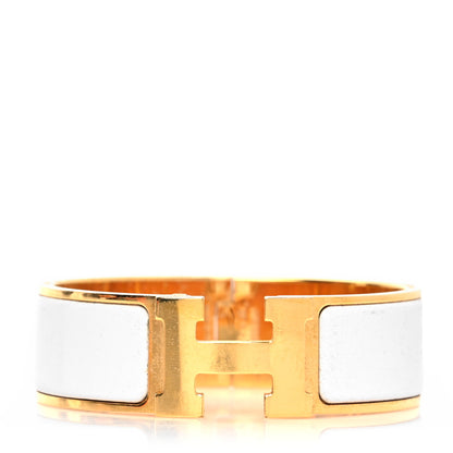 Hermes Enamel Wide Clic Clac H Bracelet GM White 1 of 5