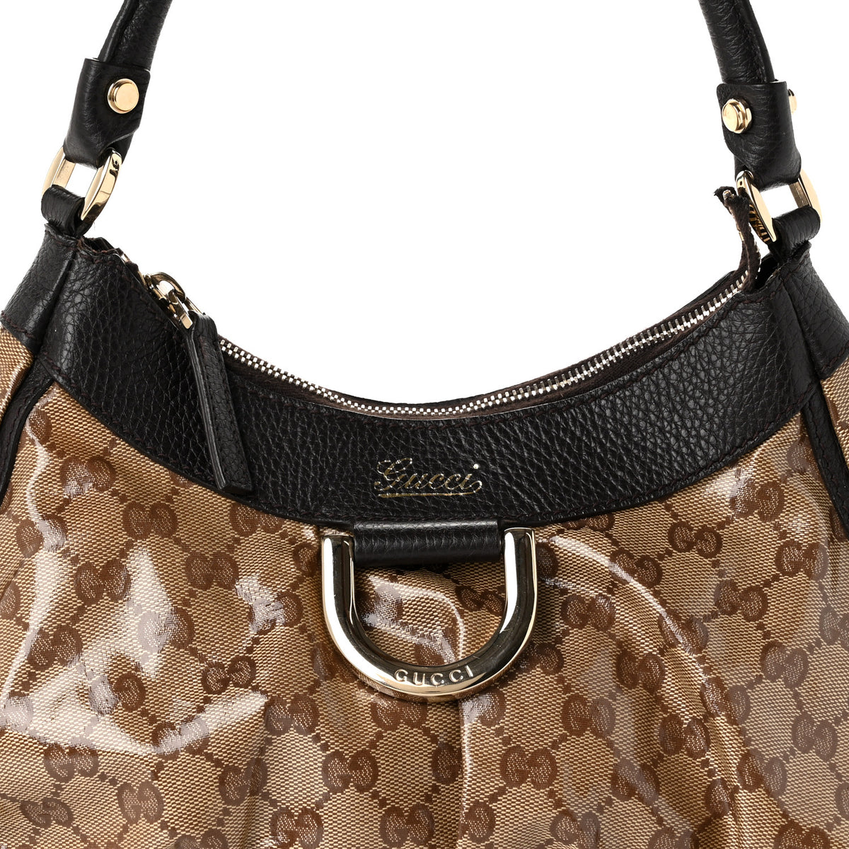 Crystal Monogram D Ring Gold Hobo Gold