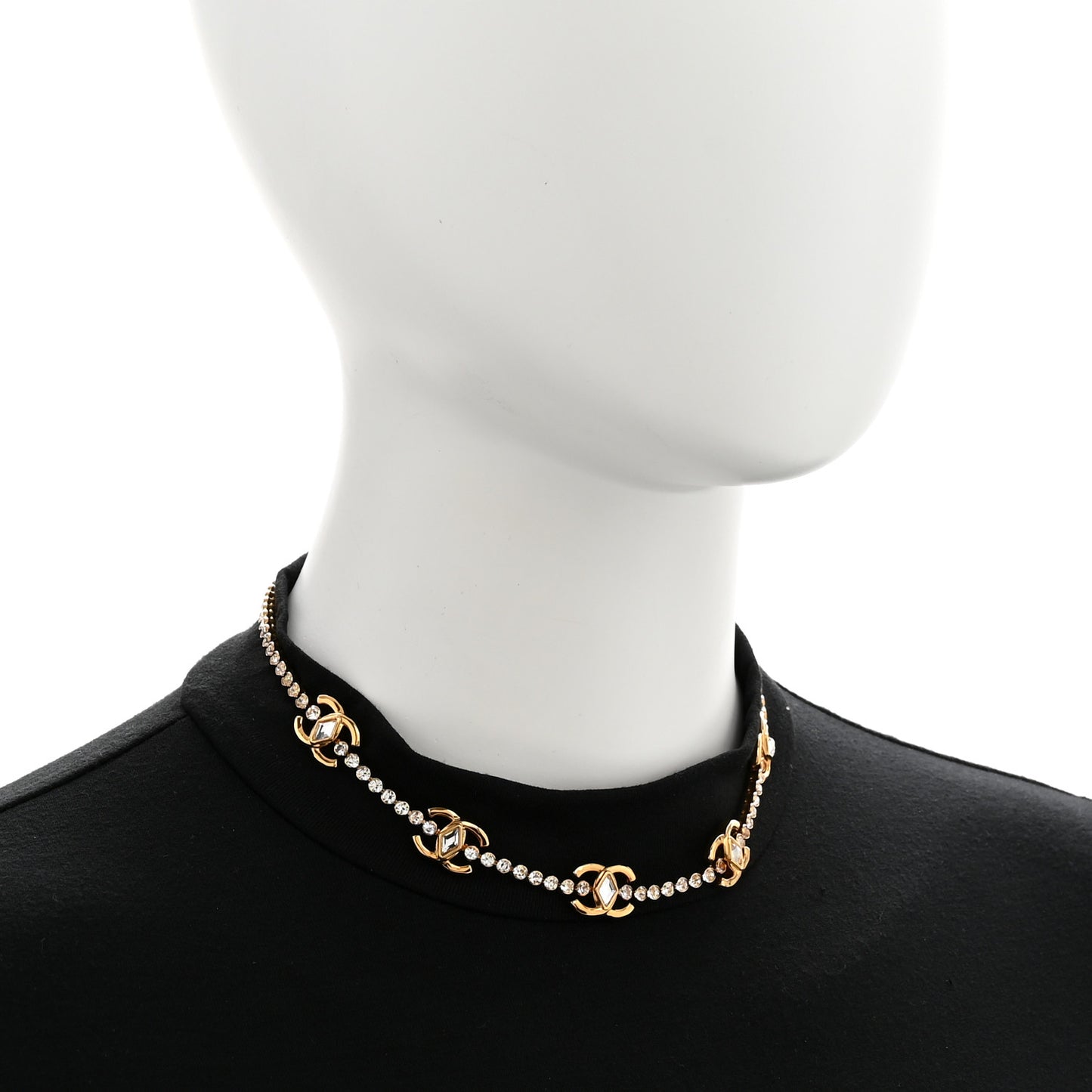 Metal Crystal CC Marquise Choker Gold