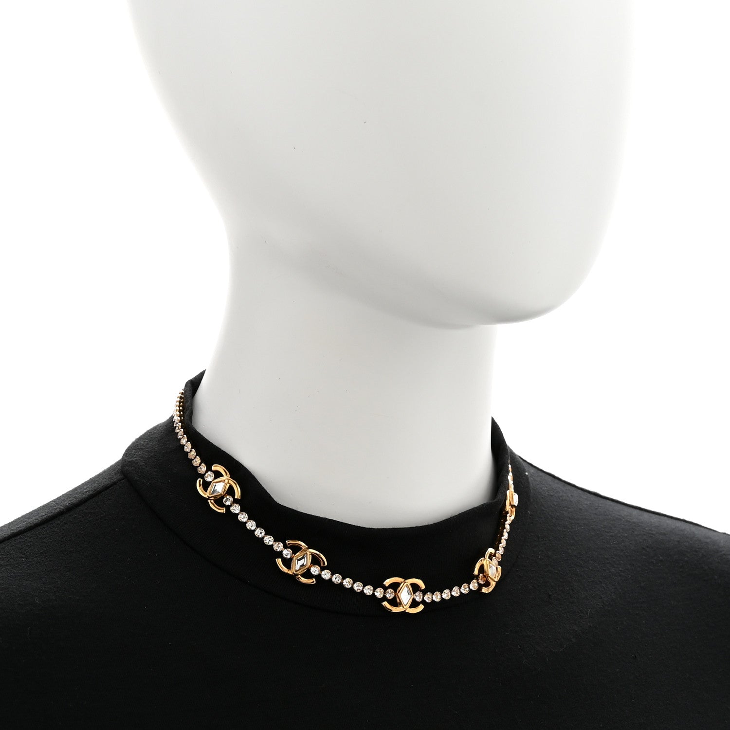 Chanel Metal Crystal CC Marquise Choker Gold 2 of 6