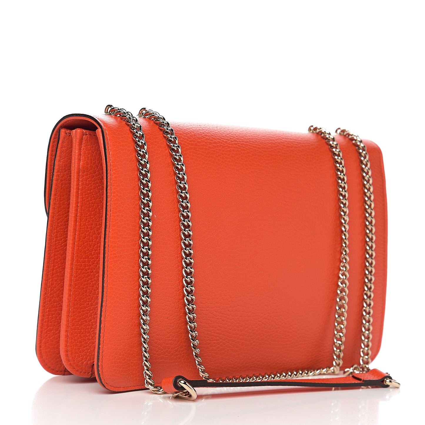 Dollar Calfskin Interlocking G Shoulder Bag Sun Orange