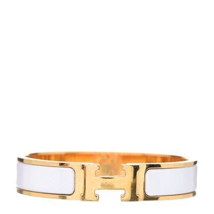 Hermes Enamel Narrow Clic Clac H Bracelet PM White 1 of 3