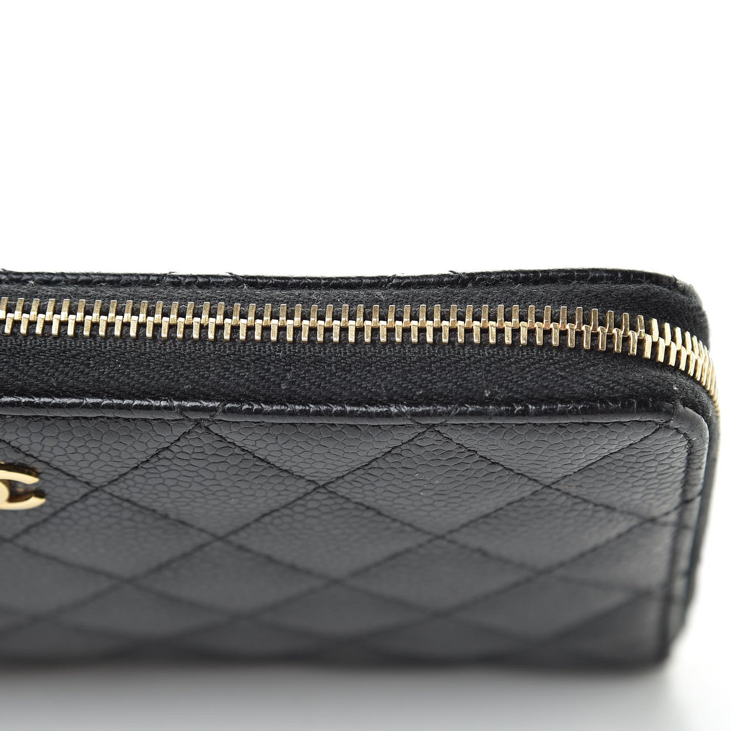 Caviar Quilted Large Zip Around Organizer Wallet Black