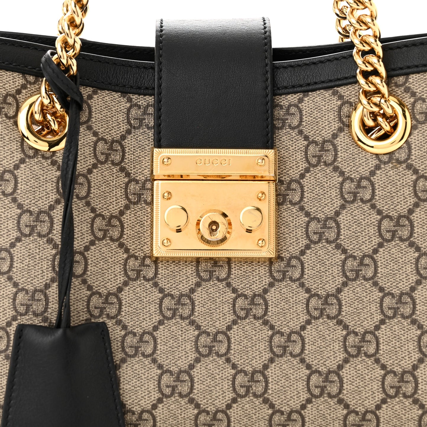 GG Supreme Monogram Small Padlock Tote Black