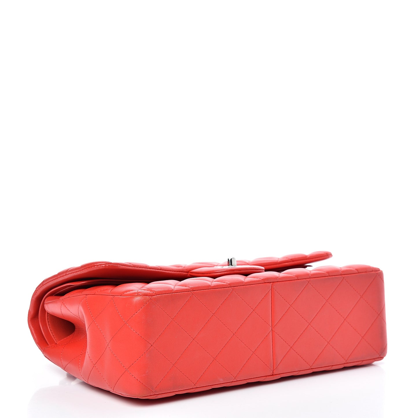 Lambskin Quilted Jumbo Double Flap Red