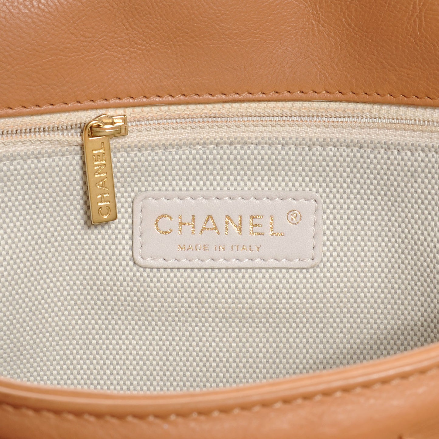 Calfskin Quilted Large Retro Chain Flap Beige