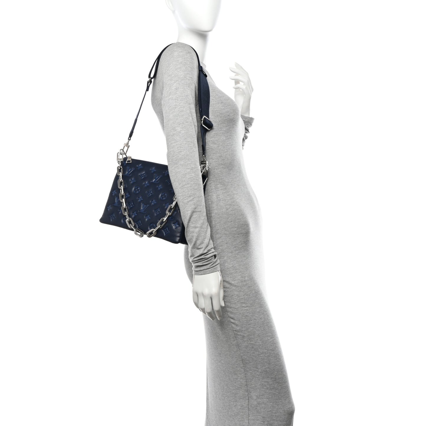 Lambskin Embossed Monogram Coussin PM Navy