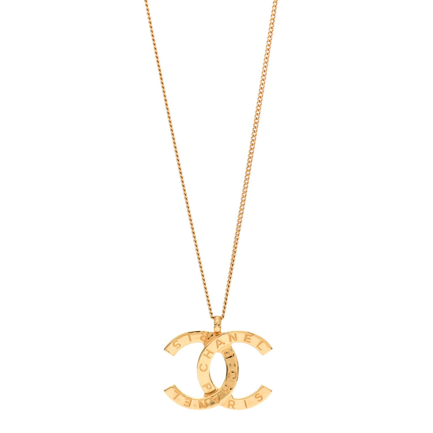 Chanel Metal CC Paris Button Necklace Gold 1 of 4