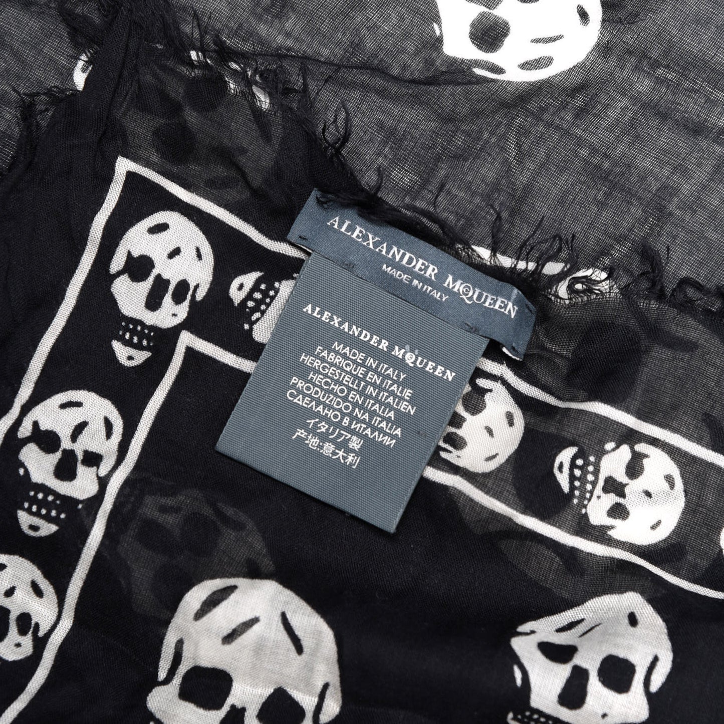 Silk Chiffon Skull Scarf Black Ivory