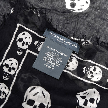 Alexander McQueen Silk Chiffon Skull Scarf Black Ivory 4 of 4