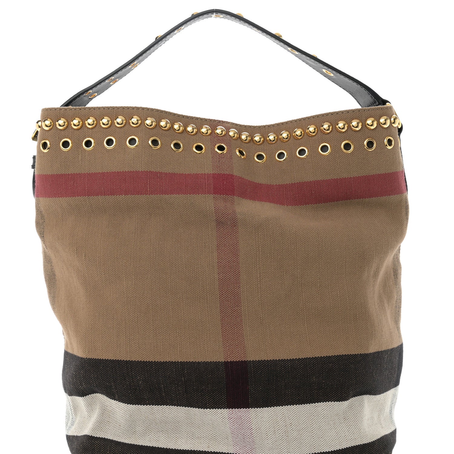 Burberry Canvas Mega Check Studded Medium Ashby Bucket Bag Black 8 of 10